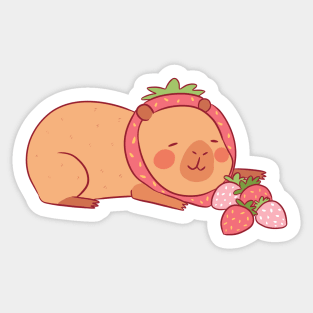 Cute capybara strawberry Sticker